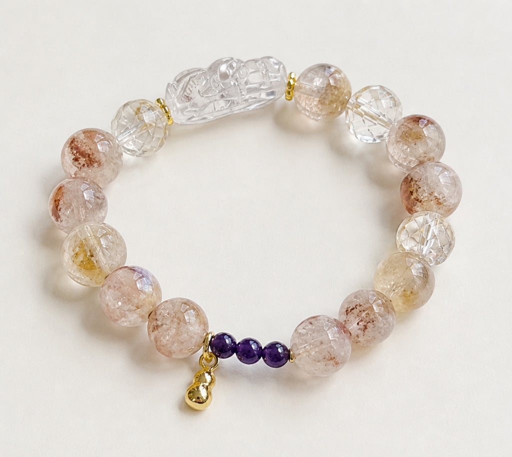 Clear Crystal Beaded Bracelet with Purple Accent — product image 1