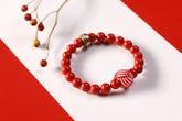 Deep Elements Lava Stone & White Jade Bodhi Bracelet