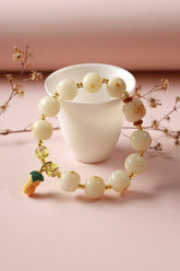 Lotus Serenity White Jade Bodhi Bracelet