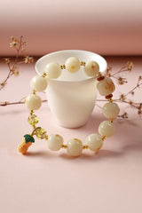 Lotus Serenity White Jade Bodhi Bracelet