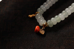Triple Harmony Green Jade Bamboo Bracelet