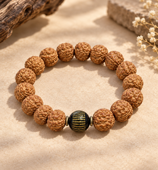 Vajra Bodhi & Black Agate Bracelet | Meaningful Gift