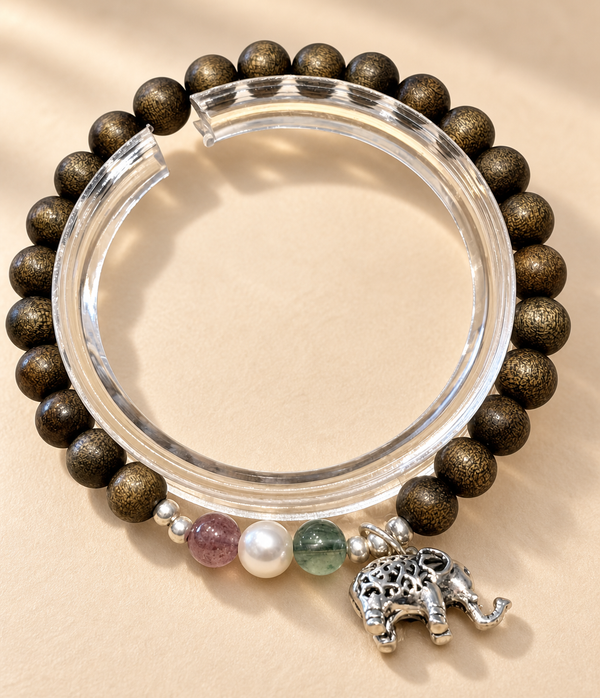 Aged Golden Nanmu Wood Bracelet - Style JSNM0130