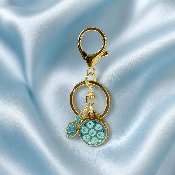 Blue Floral Zodiac Keychain Charm