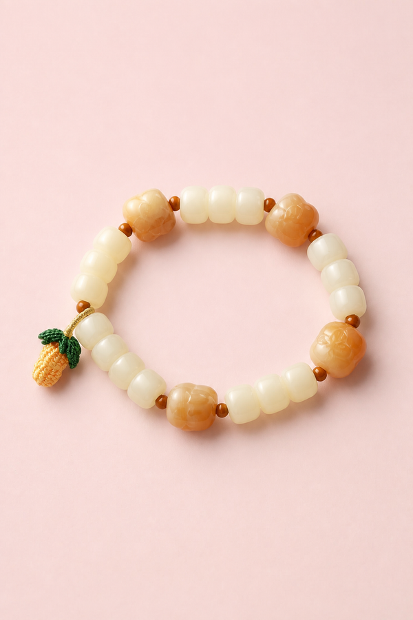 Lotus Serenity White Jade Bodhi Bracelet