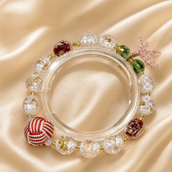 Clear Glass Beaded Bracelet | Hammer-Textured Style