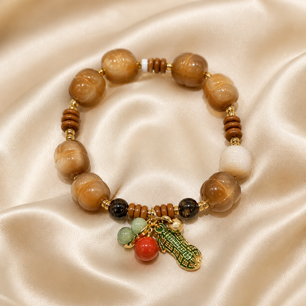 Agate & Wood Gourd Charm Bracelet | Style SCPTG0014