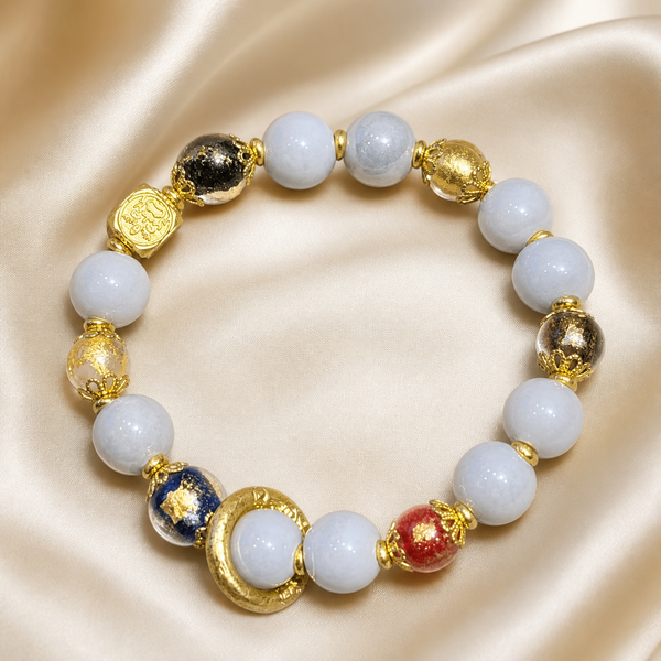 White Agate & Gold Accent Bracelet | Style JSNM0152