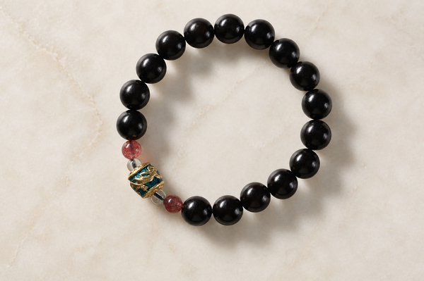 Purple Sandalwood Blessing Bracelet with Red Accents