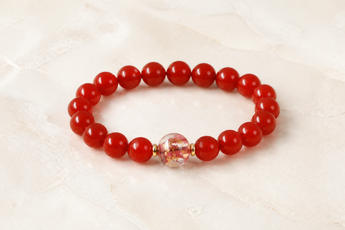 red agate bracelet complete product photo