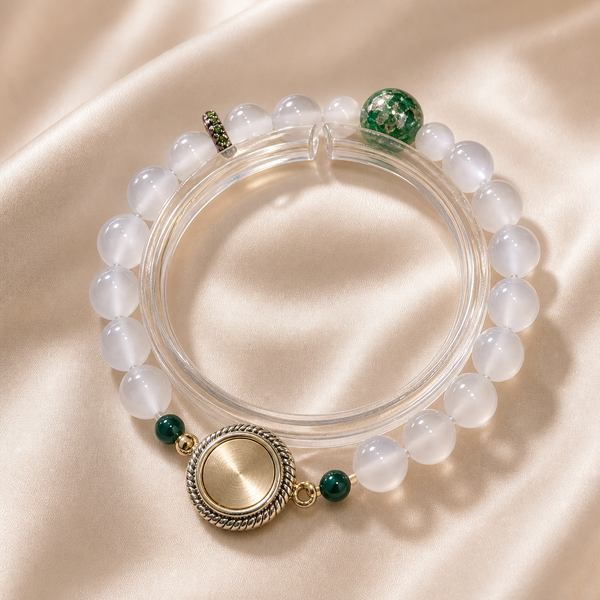 White Agate Beaded Bracelet | Meaningful Gift