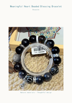 Black Beaded Bracelet with Silver Charms | Thoughtful Gift — product detail