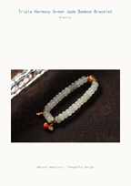 Triple Harmony Green Jade Bamboo Bracelet - product detail