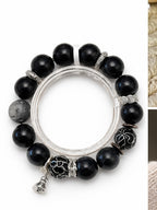 Black Beaded Bracelet with Silver Charms | Thoughtful Gift — product image 6
