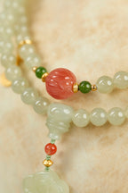 Pale Green Jade Lotus Multi-Wrap Bracelet | Layered Design — product image 3