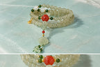 Pale Green Jade Lotus multi-wrap bracelet angled view