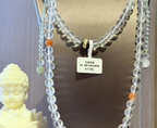 Clear Crystal Beaded Necklace with Jade Pendant — alternate angle
