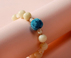 Cream Beaded Bracelet with Blue Accent — alternate angle