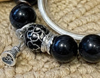 Black Beaded Bracelet with Silver Charms | Thoughtful Gift — product image 7