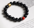 Black Beaded Bracelet with Red Accent — alternate angle