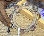 Purple Crystal Beaded Bracelet with Silver Charms — alternate angle
