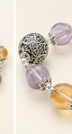 Purple Crystal Beaded Bracelet with Silver Charms — product image 5