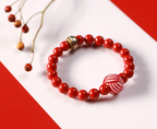Red Coral Woven Bead Bracelet — alternate angle