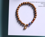 Brown Wood Beaded Bracelet with Blue Accent — alternate angle