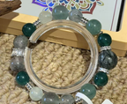 Green & Gray Crystal Beaded Bracelet — alternate angle