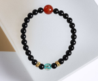 Black Beaded Bracelet with Red & Blue Accents — alternate angle