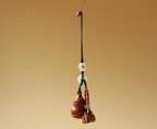 Carved Wood Gourd & Bamboo Bell Hanging Charm — alternate angle