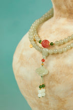 Pale Green Jade Lotus Multi-Wrap Bracelet | Layered Design — product image 4