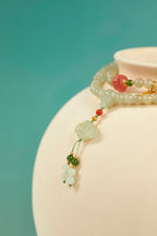 Pale Green Jade Lotus Multi-Wrap Bracelet | Layered Design — product image 6