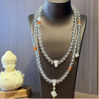 Clear Crystal Beaded Necklace with Jade Pendant — product image 9
