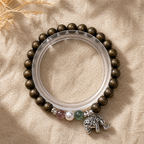 Aged Golden Nanmu Wood Bracelet - Style JSNM0130 - 14-gpt-flatlay