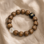 Aged Golden Nanmu Wood Bracelet - Style JSNM0152 - 14-gpt-flatlay
