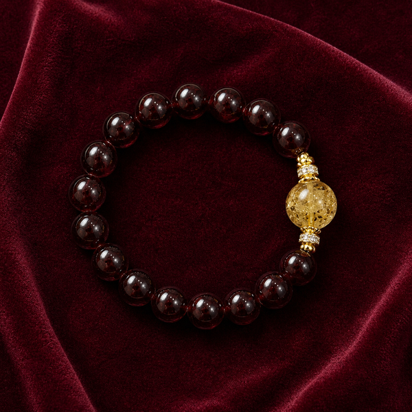 Garnet & Citrine Beaded Bracelet