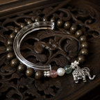 Aged Golden Nanmu Wood Bracelet - Style JSNM0130 - 15-gpt-wood
