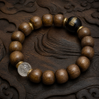 Aged Golden Nanmu Wood Bracelet - Style JSNM0152 - 15-gpt-wood
