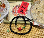 Black Beaded Mala with Red Carved Accent — product image 2