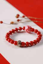 Red Coral Woven Bead Bracelet — product image 2