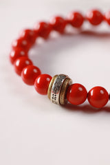 Deep Elements Lava Stone & White Jade Bodhi Bracelet