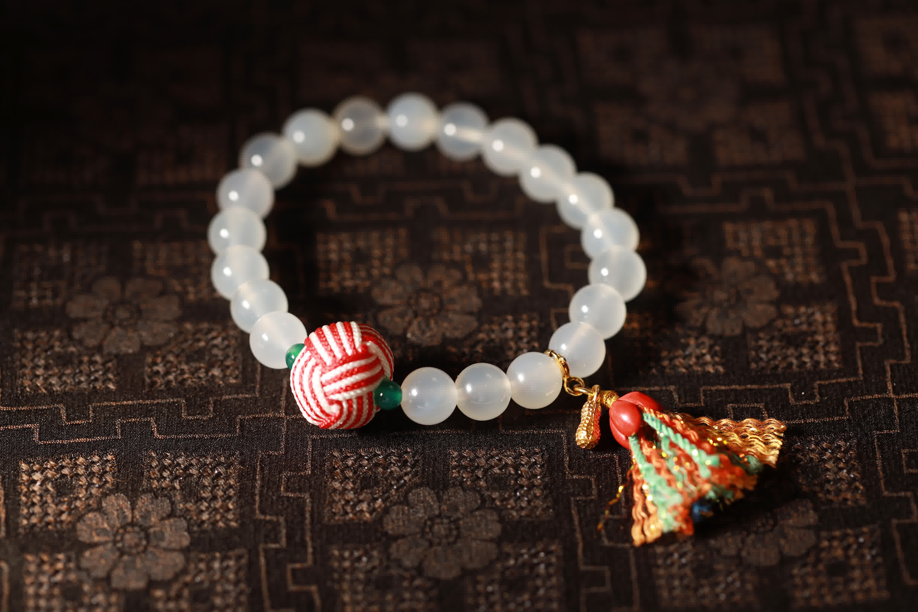 Obsidian Veil Dragon Vein Agate Bracelet