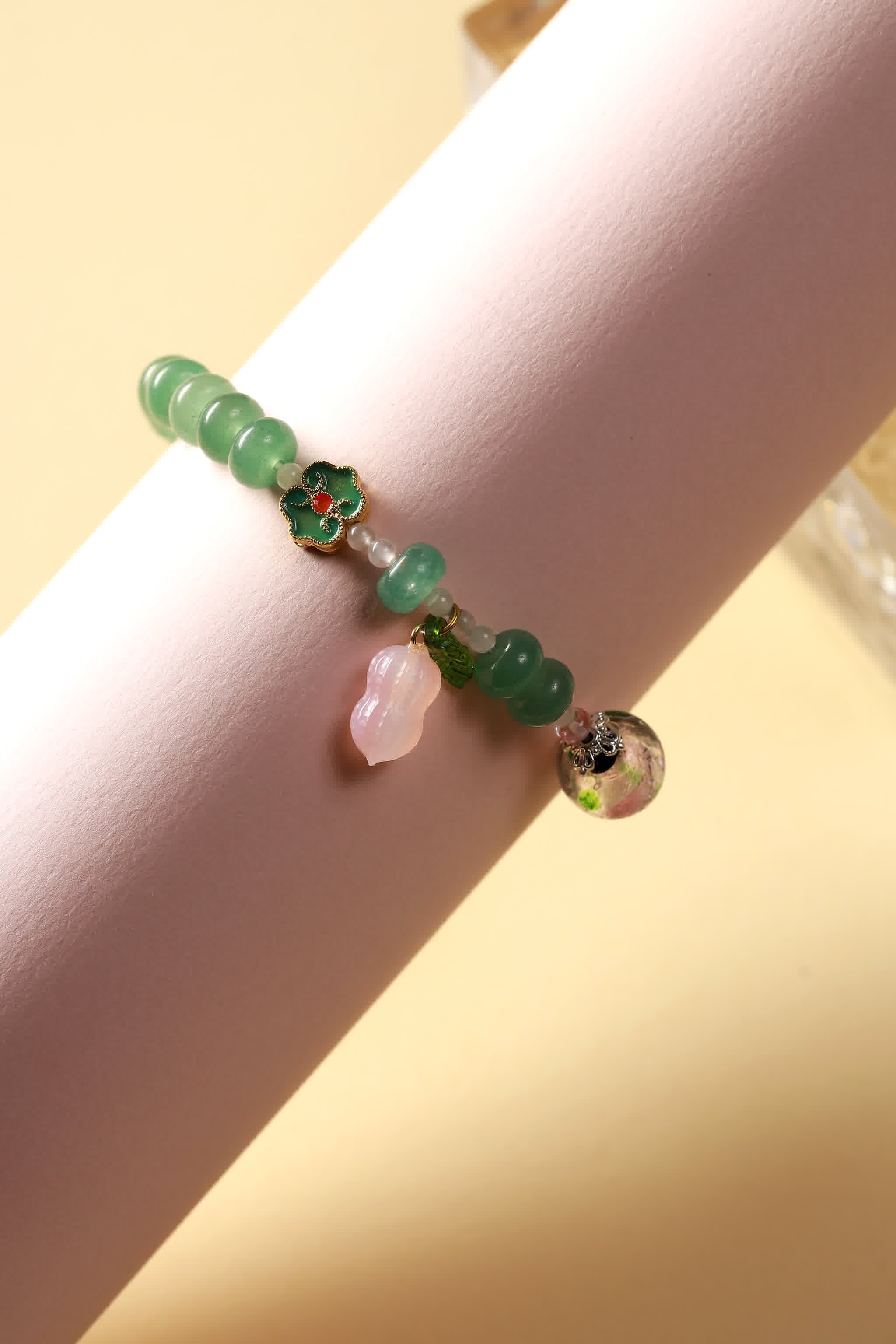 Emerald Glaze Green Jade & Enamel Bracelet