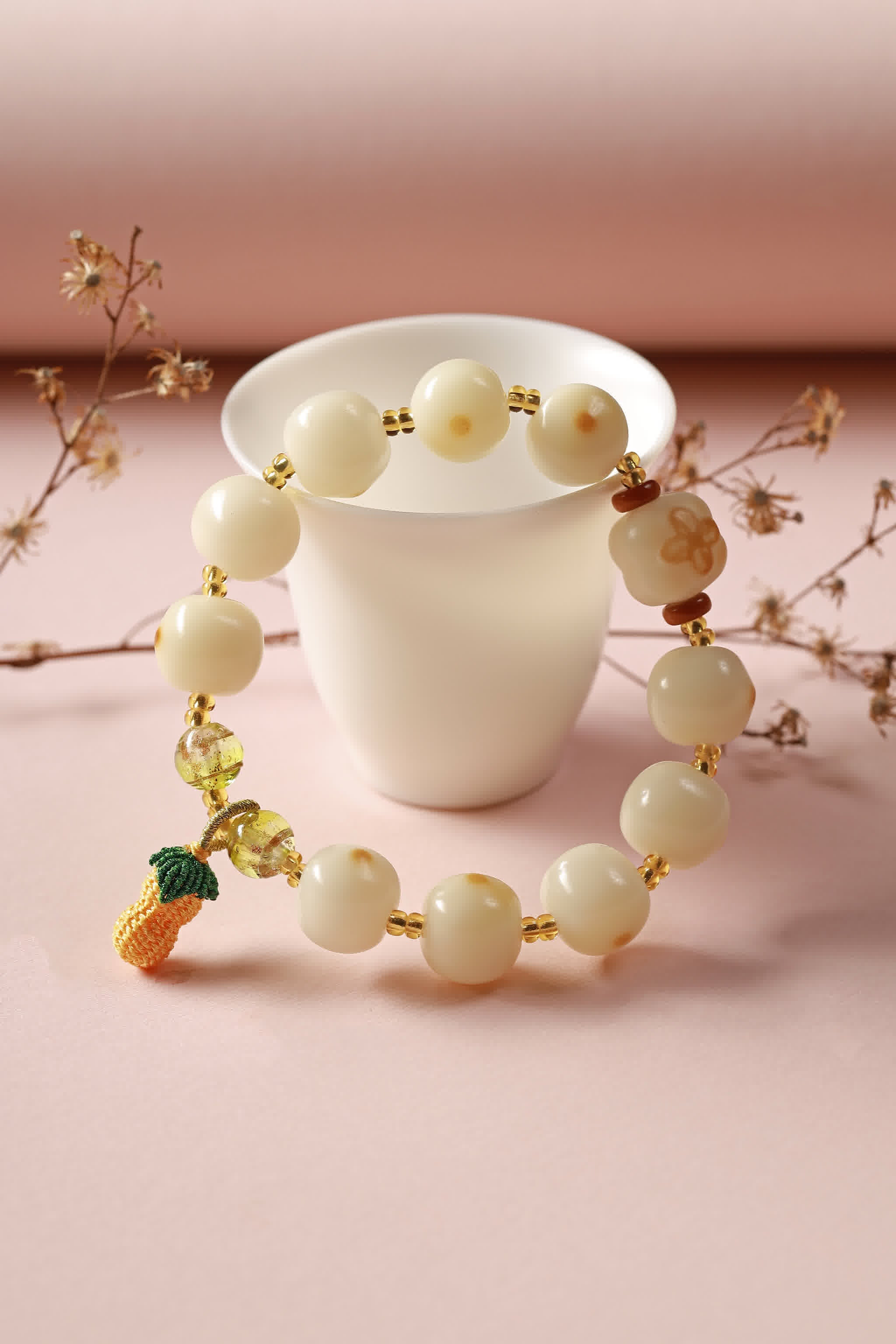 Lotus Serenity White Jade Bodhi Bracelet