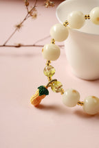 White Jade Beaded Bracelet with Pineapple Charm — product image 3