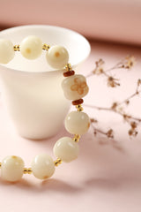 Lotus Serenity White Jade Bodhi Bracelet