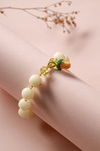 White Jade Beaded Bracelet with Pineapple Charm — product image 5