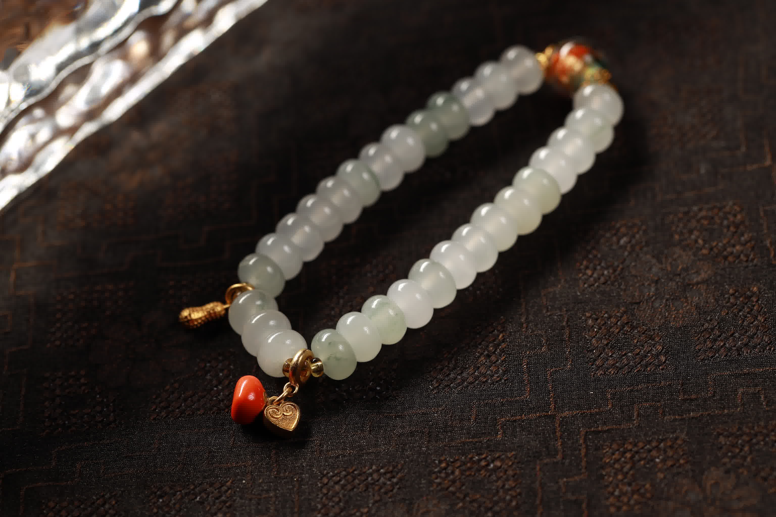 Triple Harmony Green Jade Bamboo Bracelet
