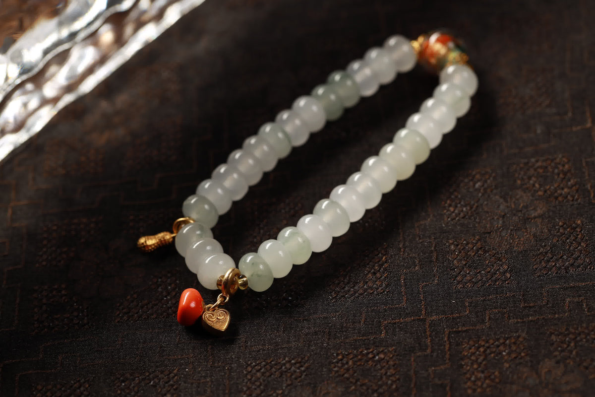 Triple Harmony Green Jade Bamboo Bracelet